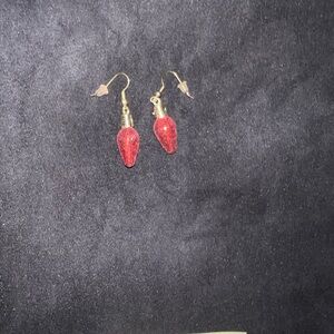 Red Holiday Christmas Light Earrings